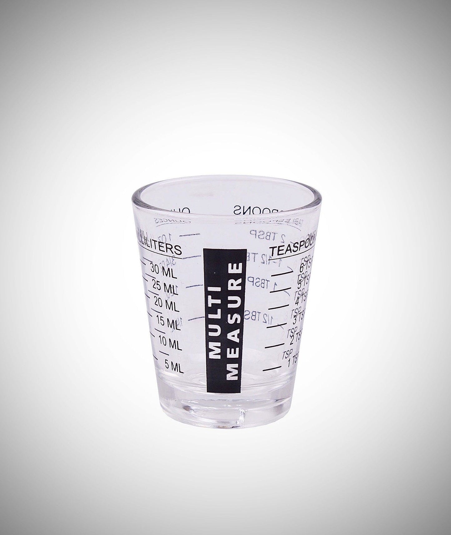 Horse and Harpy espresso measuring glass with clear measurement markings and a handle, designed for precise coffee brewing.