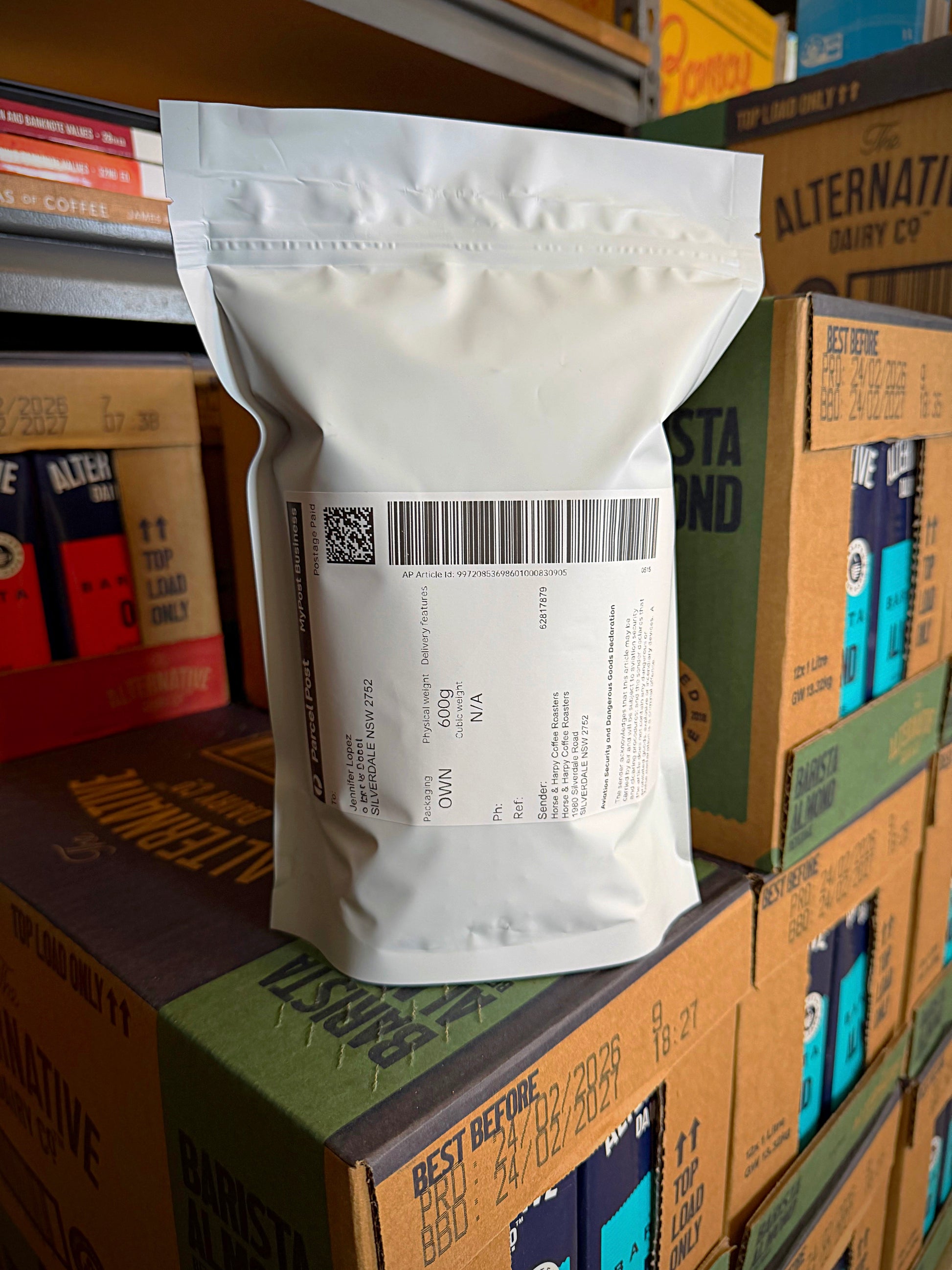 Horse and Harpy Costa Rica Medium Clearskin coffee bag with label and packaging details.